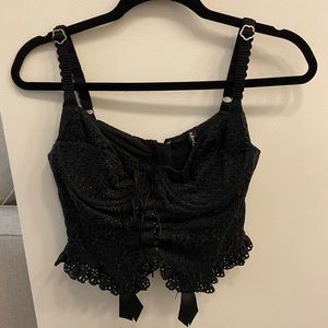 For Love & Lemons Black Sophie Eyelet Top